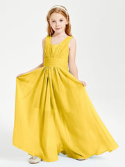 Chic Robes Longues de Demoiselle d'Honneur Junior à Col en V Souci