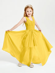Chic Robes Longues de Demoiselle d'Honneur Junior à Col en V Souci