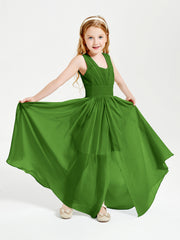 Chic Robes Longues de Demoiselle d'Honneur Junior à Col en V Mousse