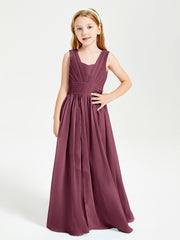 Chic Robes Longues de Demoiselle d'Honneur Junior à Col en V Mûre