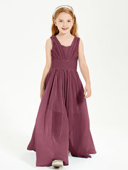 Chic Robes Longues de Demoiselle d'Honneur Junior à Col en V Mûre