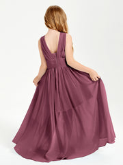 Chic Robes Longues de Demoiselle d'Honneur Junior à Col en V Mûre