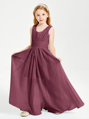 Chic Robes Longues de Demoiselle d'Honneur Junior à Col en V Mûre