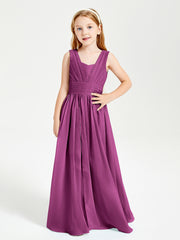 Chic Robes Longues de Demoiselle d'Honneur Junior à Col en V Orchidee