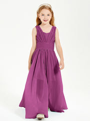 Chic Robes Longues de Demoiselle d'Honneur Junior à Col en V Orchidee
