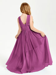Chic Robes Longues de Demoiselle d'Honneur Junior à Col en V Orchidee