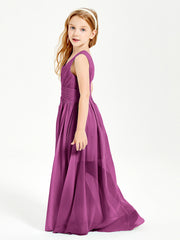 Chic Robes Longues de Demoiselle d'Honneur Junior à Col en V Orchidee
