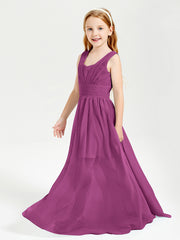 Chic Robes Longues de Demoiselle d'Honneur Junior à Col en V Orchidee