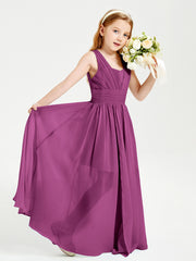 Chic Robes Longues de Demoiselle d'Honneur Junior à Col en V Orchidee