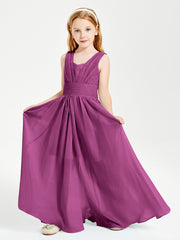 Chic Robes Longues de Demoiselle d'Honneur Junior à Col en V Orchidee