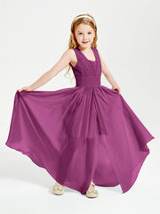 Chic Robes Longues de Demoiselle d'Honneur Junior à Col en V Orchidee