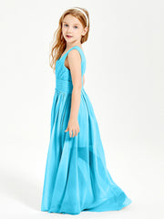 Chic Robes Longues de Demoiselle d'Honneur Junior à Col en V Piscine