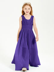Chic Robes Longues de Demoiselle d'Honneur Junior à Col en V Régence