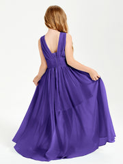 Chic Robes Longues de Demoiselle d'Honneur Junior à Col en V Régence
