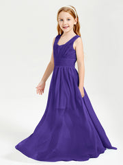 Chic Robes Longues de Demoiselle d'Honneur Junior à Col en V Régence