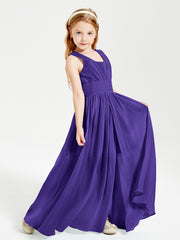Chic Robes Longues de Demoiselle d'Honneur Junior à Col en V Régence