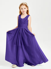 Chic Robes Longues de Demoiselle d'Honneur Junior à Col en V Régence