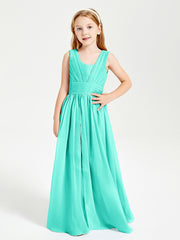 Chic Robes Longues de Demoiselle d'Honneur Junior à Col en V Spa