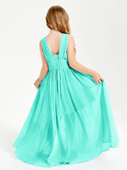 Chic Robes Longues de Demoiselle d'Honneur Junior à Col en V Spa