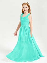 Chic Robes Longues de Demoiselle d'Honneur Junior à Col en V Spa