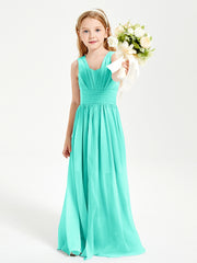 Chic Robes Longues de Demoiselle d'Honneur Junior à Col en V Spa