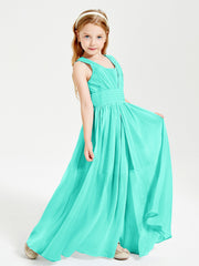 Chic Robes Longues de Demoiselle d'Honneur Junior à Col en V Spa