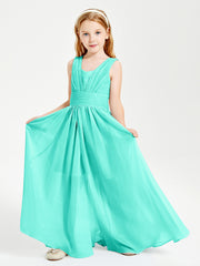 Chic Robes Longues de Demoiselle d'Honneur Junior à Col en V Spa