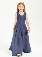 Chic Robes Longues de Demoiselle d'Honneur Junior à Col en V Orageux