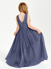 Chic Robes Longues de Demoiselle d'Honneur Junior à Col en V Orageux