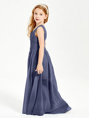 Chic Robes Longues de Demoiselle d'Honneur Junior à Col en V Orageux