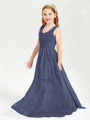 Chic Robes Longues de Demoiselle d'Honneur Junior à Col en V Orageux