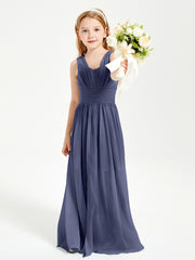 Chic Robes Longues de Demoiselle d'Honneur Junior à Col en V Orageux