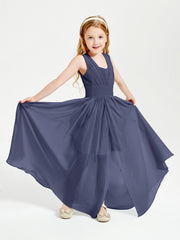 Chic Robes Longues de Demoiselle d'Honneur Junior à Col en V Orageux