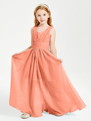 Chic Robes Longues de Demoiselle d'Honneur Junior à Col en V Crépuscule