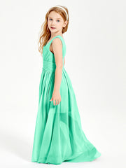 Chic Robes Longues de Demoiselle d'Honneur Junior à Col en V Turquoise