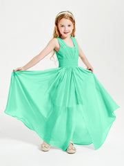 Chic Robes Longues de Demoiselle d'Honneur Junior à Col en V Turquoise