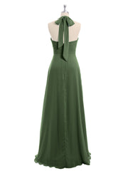 Col En V Mousseline Robe Avec Nœud Bretelles Olive Verte Grande Taille
