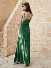 Robe Capot en Velours Longueur au Sol Vert Foncé Grande Taille