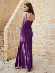 Robe Capot en Velours Longueur au Sol Raisin