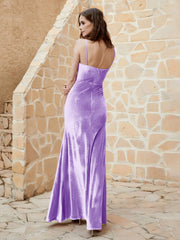 Robe Capot en Velours Longueur au Sol Lilas Grande Taille