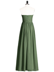 Sans Bretelles Col en Cœur Robe Demoiselle d'honneur avec Fente Olive Verte Grande Taille