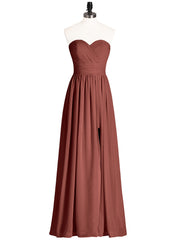 Sans Bretelles Col en Cœur Robe Demoiselle d'honneur avec Fente terracotta