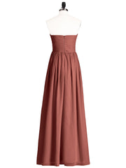 Sans Bretelles Col en Cœur Robe Demoiselle d'honneur avec Fente terracotta