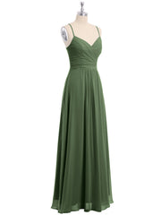 Spaghetti Bretelles Mousseline Robe Avec Col En Cœur Olive Verte Grande Taille