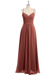 Spaghetti Bretelles Mousseline Robe Avec Col En Cœur terracotta