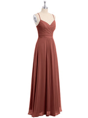 Spaghetti Bretelles Mousseline Robe Avec Col En Cœur terracotta