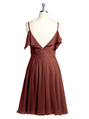 Col En Cœur Col Court Robes Avec Manches Volants terracotta Grande Taille