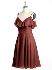 Col En Cœur Col Court Robes Avec Manches Volants terracotta Grande Taille