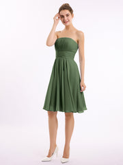 Sans Bretelles Robe Demoiselle d'honneur Courte Olive Verte