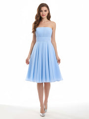 Sans Bretelles Robe Demoiselle d'honneur Courte Bleu Ciel